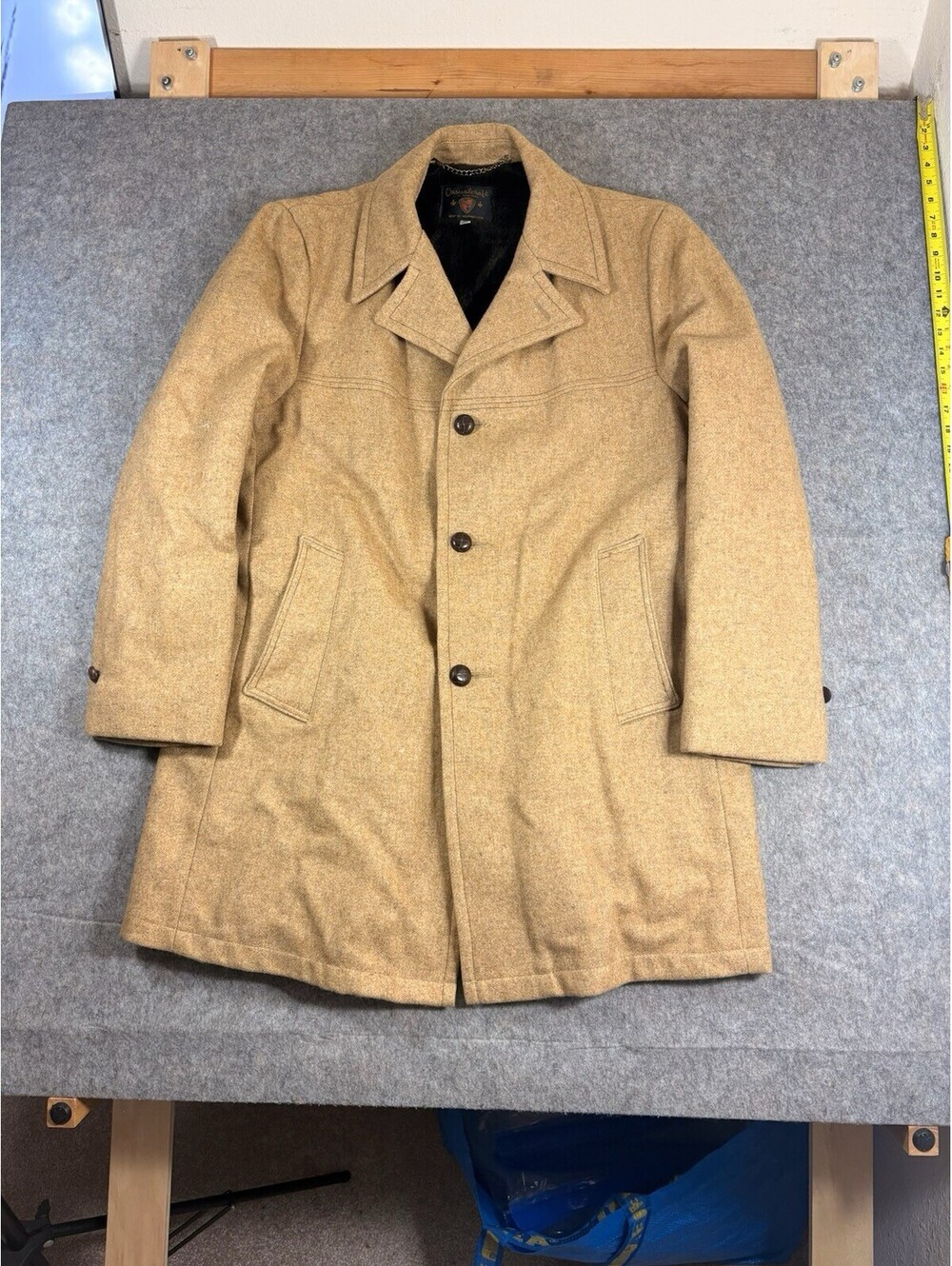 Vintage 1960s CausalCraft USA Fur Collared Insulated Trench Coat Men’s 46 Long